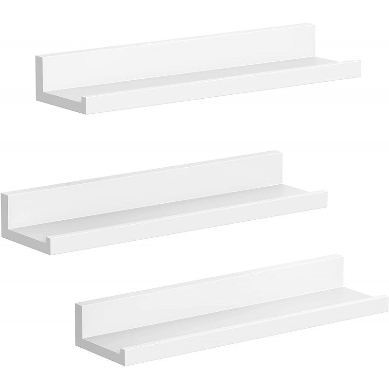 3-Pack Tavelhylla / Vägghylla Med Kant Vit 38 x 10 x 5 cm