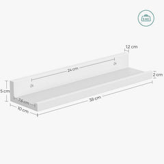 3-Pack Tavelhylla / Vägghylla Med Kant Vit 38 x 10 x 5 cm