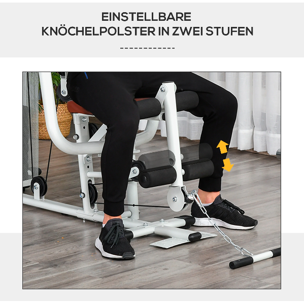 Multigym med 45 kg Vikter Vit 150 x 110 x 210 cm