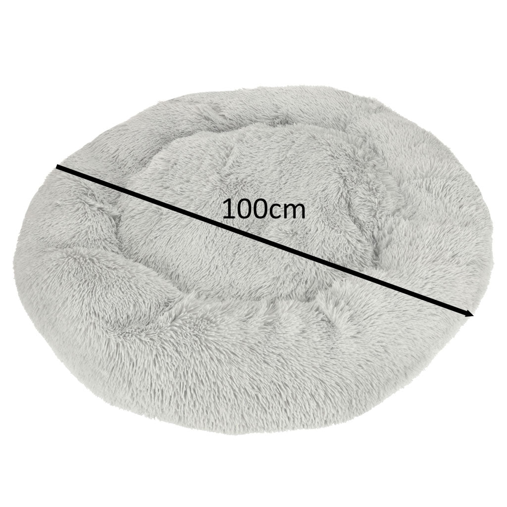 Fluffig Hundbädd i grå - 100cm