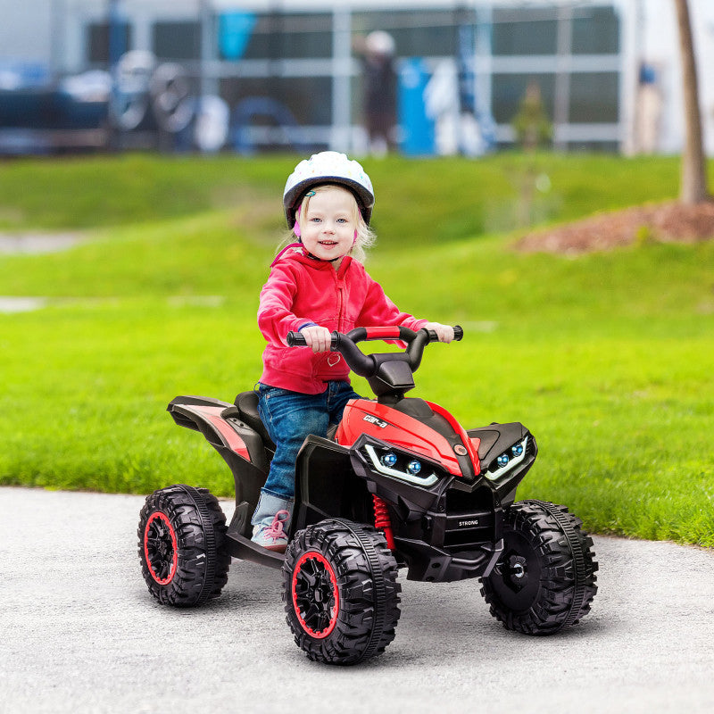 ATV Elbil för Barn 3-8 år med Ljud- och Ljuseffekter Röd - Svart