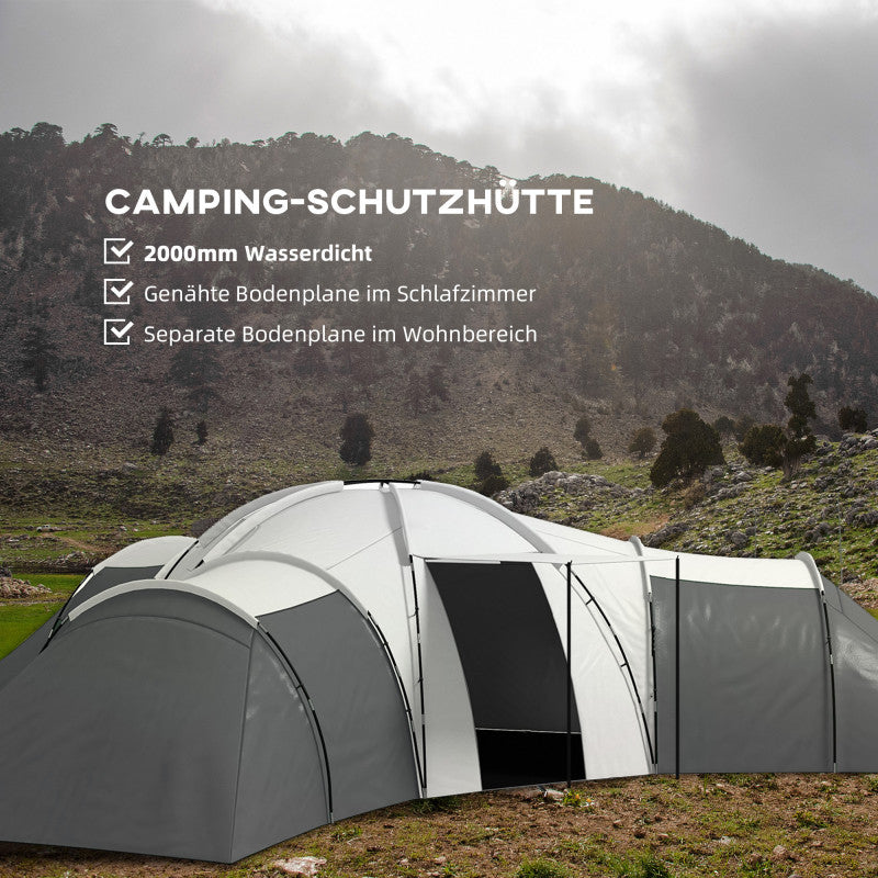 Campingtält för 6 - 9 Personer 4 Rum 615 x 615 x 225 cm Grå