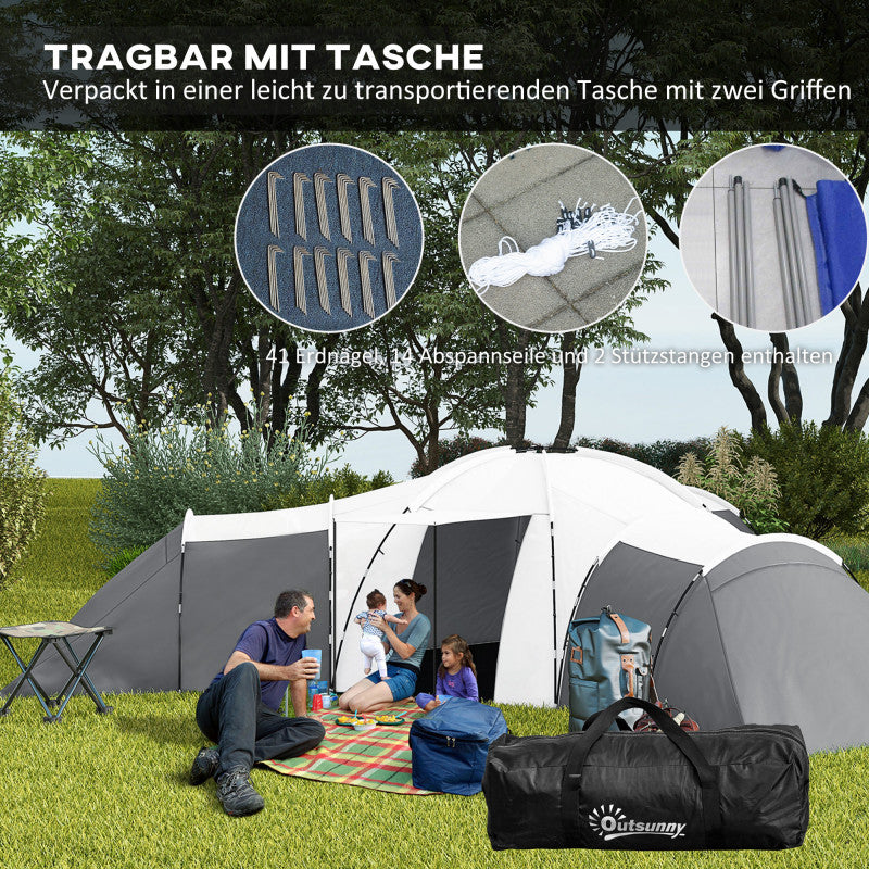 Campingtält för 6 - 9 Personer 4 Rum 615 x 615 x 225 cm Grå