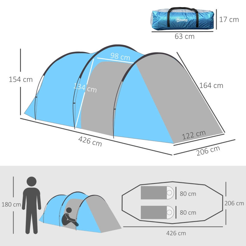 Campingtält för tre personer,426 x 206 x 154 cm Ljusblå