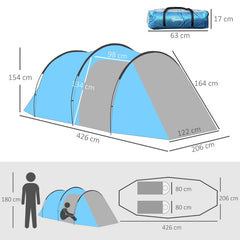 Campingtält för tre personer,426 x 206 x 154 cm Ljusblå