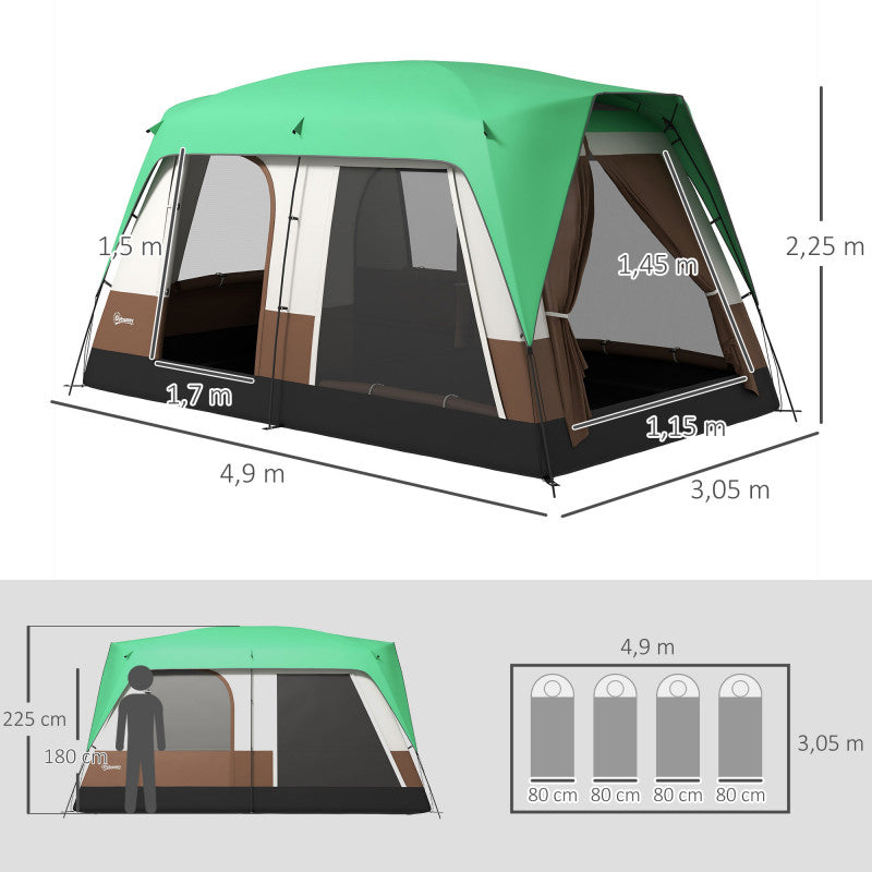 Campingtält Till 7-8 Personer, Nätfönster, Bärväska, 5 x 3 x 2,25 m