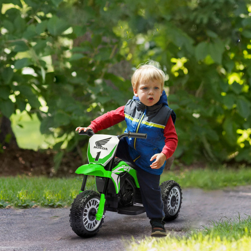 El Motorcykel för Barn Honda, 3 km/h, ljudeffekter, för 18-36 månader, Grön