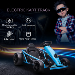 Elbil för Barn Go Kart Drift Funktion Blå Svart