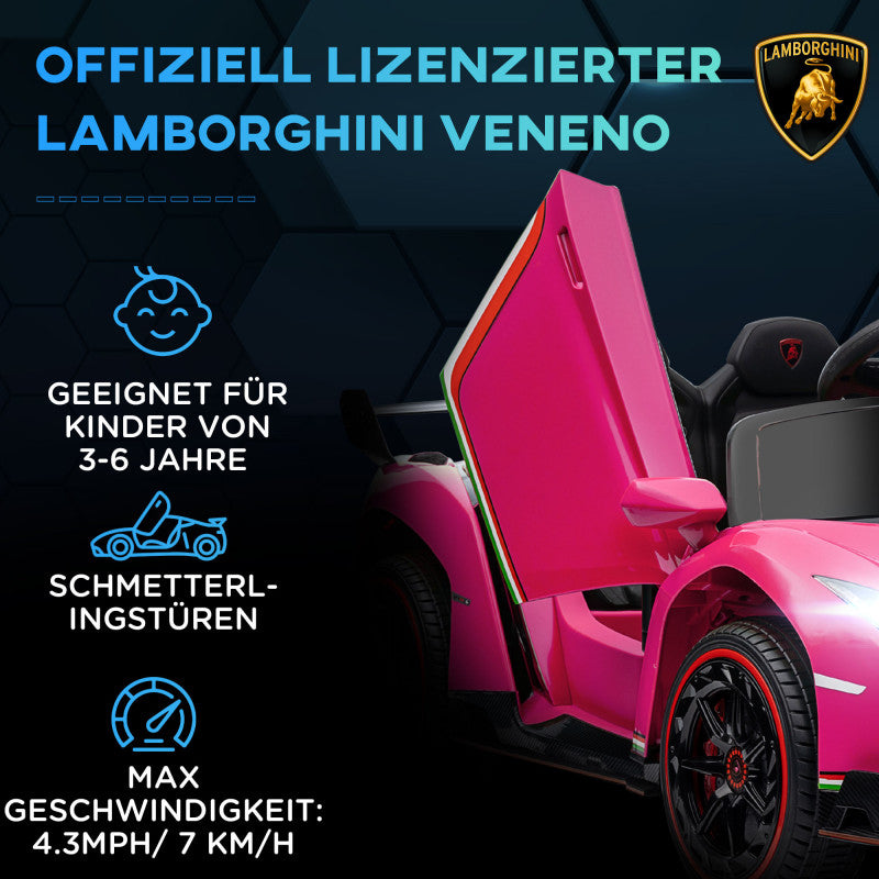 Elbil för Barn Lamborghini Veneno med Fjärrkontroll Rosa