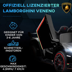 Elbil för Barn Lamborghini Veneno med Fjärrkontroll Svart