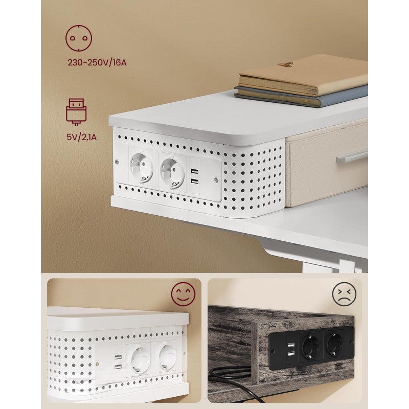 Elektriskt Skrivbord Höjdjusterbart 120x 60 x (72-120) cm med Skärmstativ, Belysning - Vit