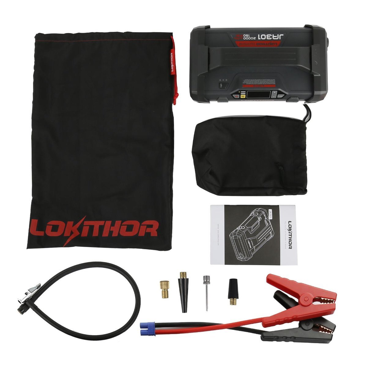 Lokithor Powerbank / Starthjälp 2000A kompresor 10-150 PSI