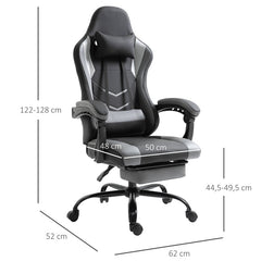 Ergonomisk Gamingstol med Benstöd, Nackkudde och Ryggkudde Svart/Grå