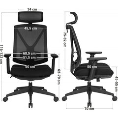 Ergonomisk Kontorsstol Med Fotstöd - Svart