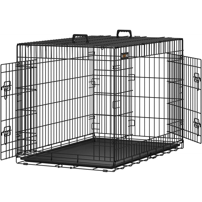 Hundbur XL Metall 107 x 70 x 77,5 cm Med 2 Dörrar - Svart