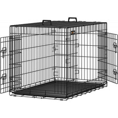 Hundbur XL Metall 107 x 70 x 77,5 cm Med 2 Dörrar - Svart