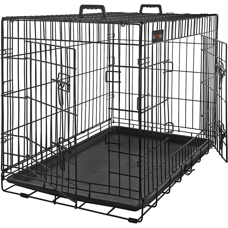 Hundbur XXL Metall 122x74x80,5 cm Med 2 Dörrar - Svart