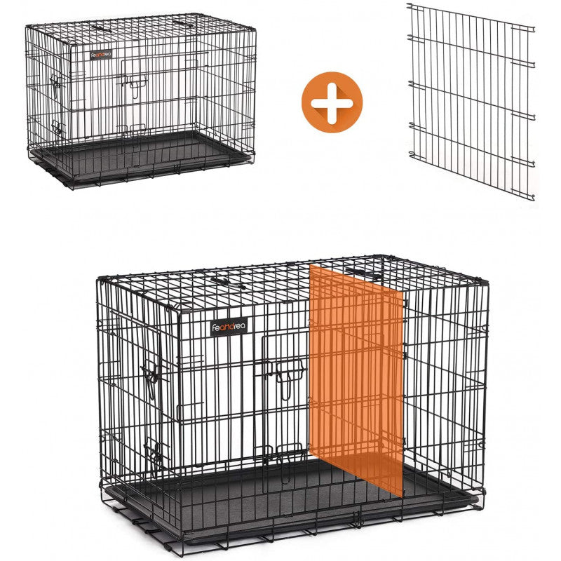 Hundbur XXL Metall 122x74x80,5 cm Med 2 Dörrar - Svart