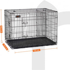 Hundbur XXL Metall 122x74x80,5 cm Med 2 Dörrar - Svart