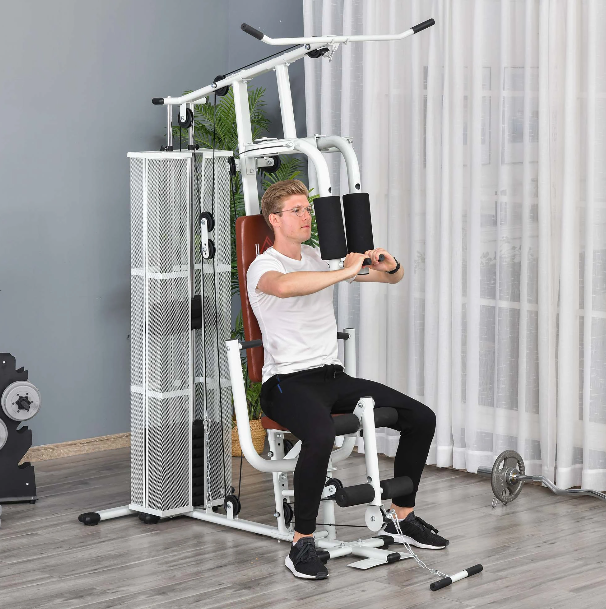 Multigym med 45 kg Vikter Vit 150 x 110 x 210 cm