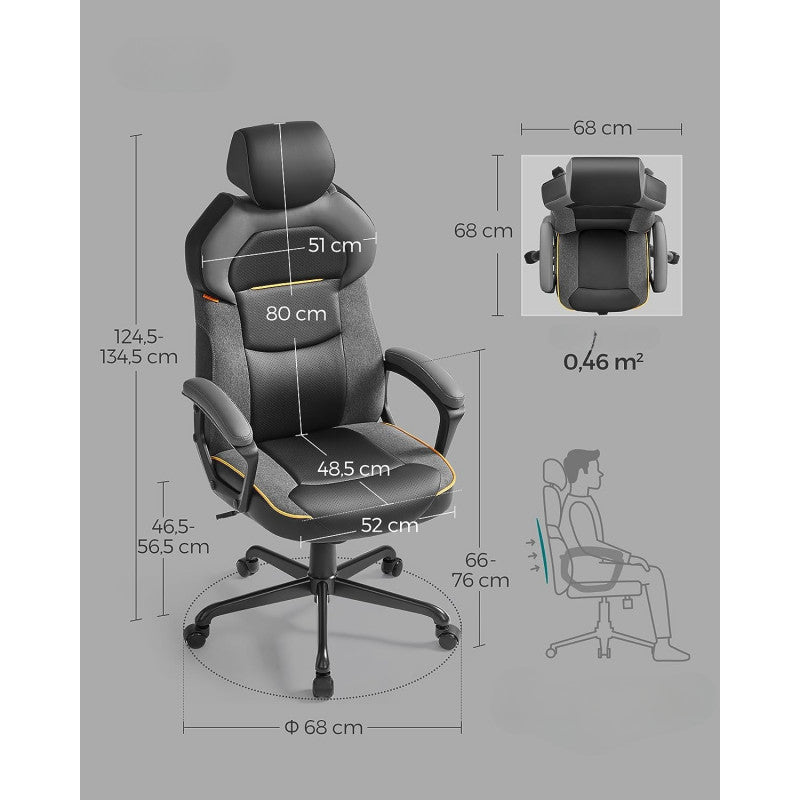 Kontorsstol / Gamingstol Justerbart Nackstöd 150 kg Svart