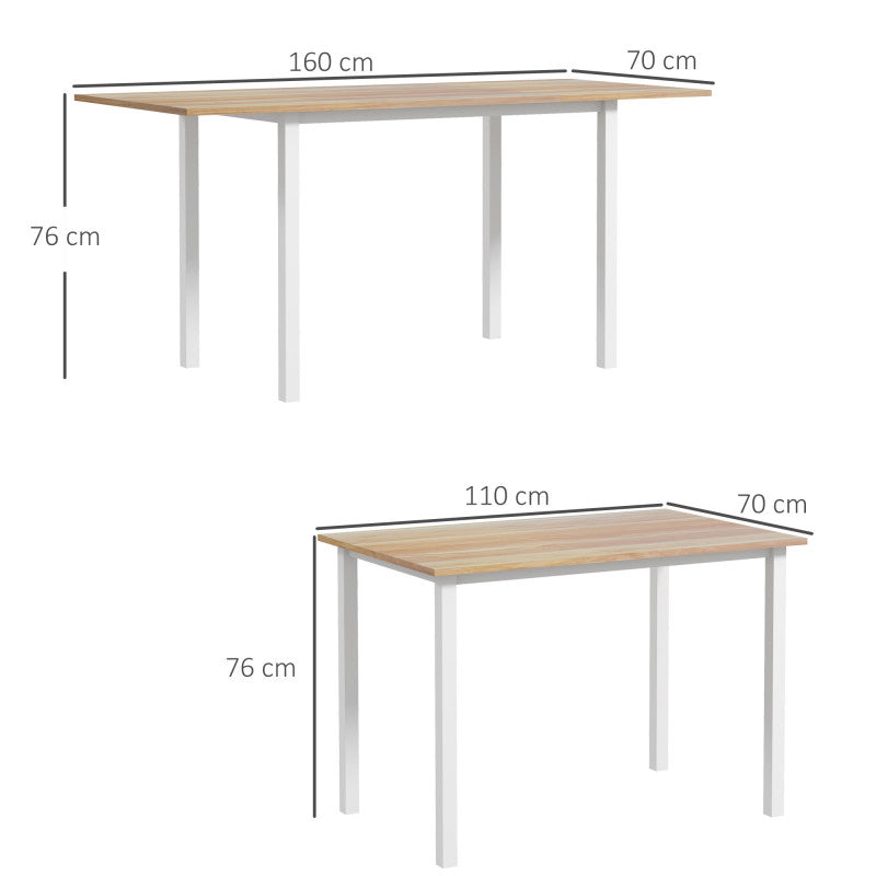 Matbord för 6 Personer Fällbart Trä Brun - Vit, 160 x 70 x 76 cm