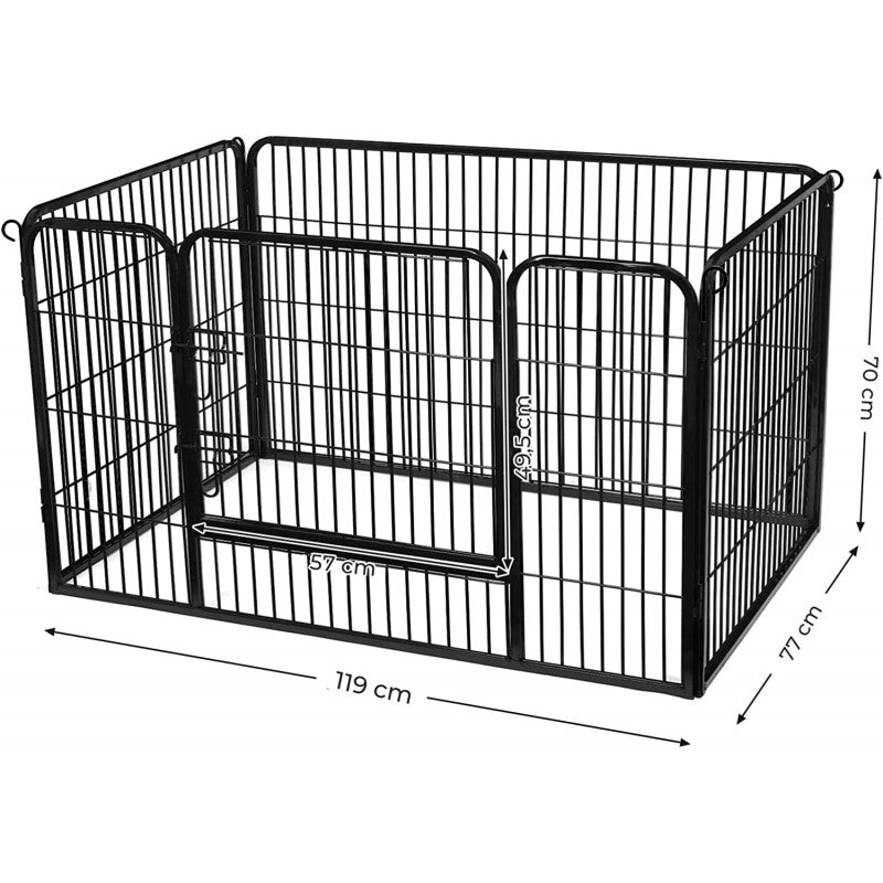 Metall Hundbur 122x80x70 cm Med Dörr - Fyrkant Svart