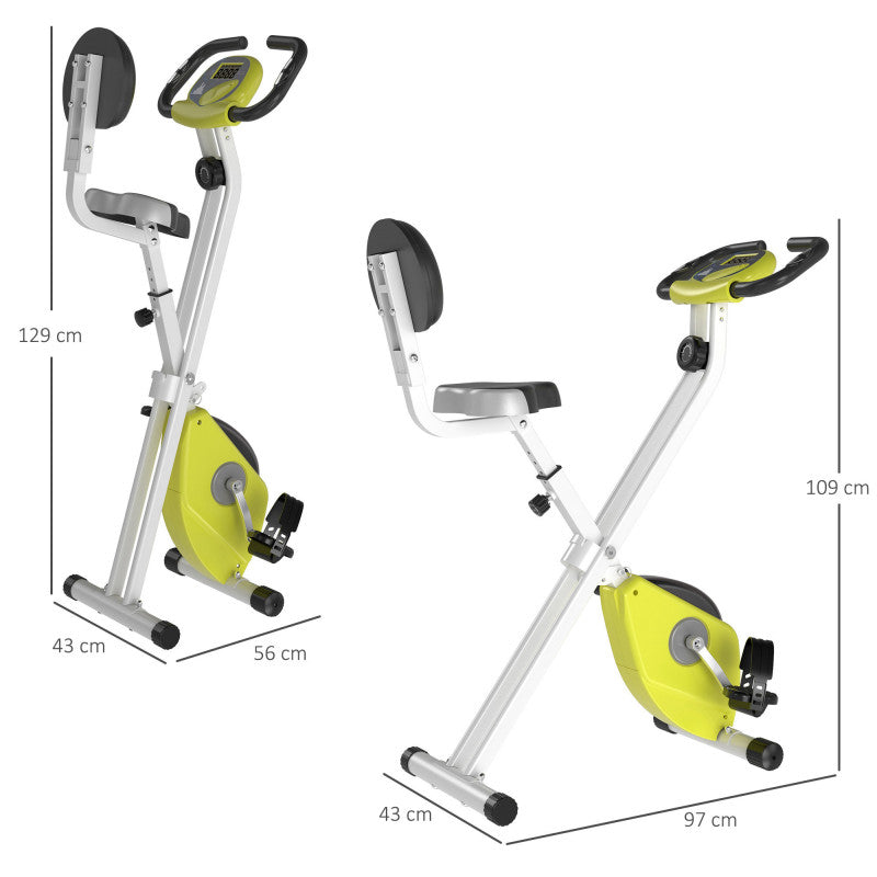 Motionscykel Sittande med Magnetiskt Motstånd Fällbar Grön Vit