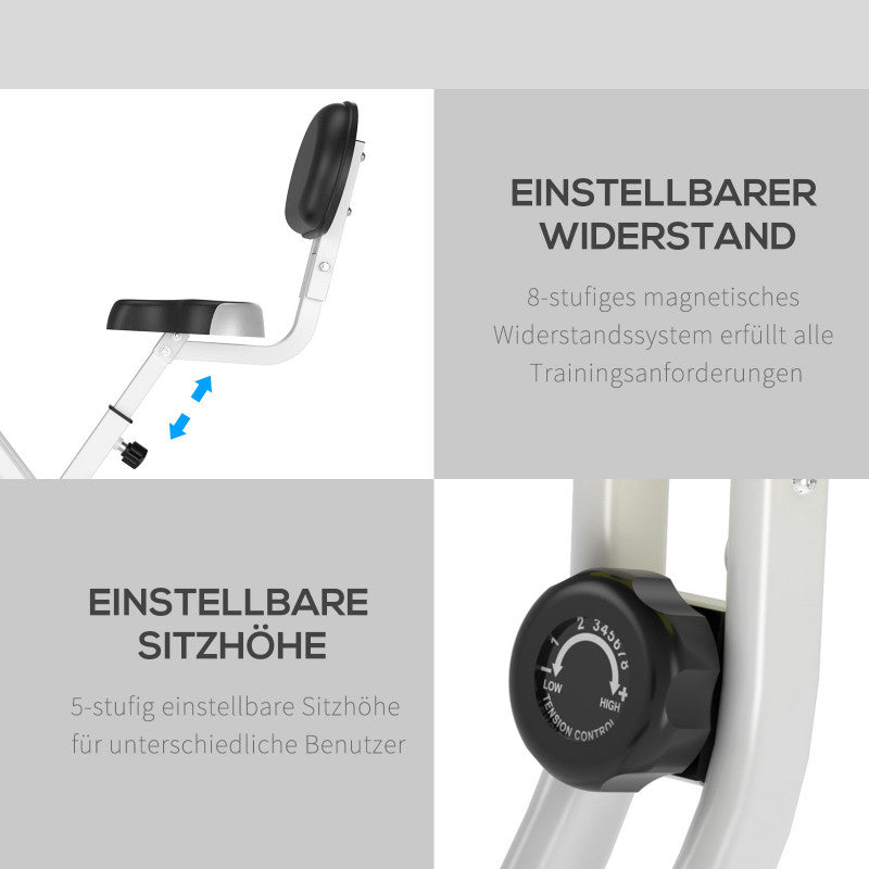 Motionscykel Sittande med Magnetiskt Motstånd Fällbar Grön Vit