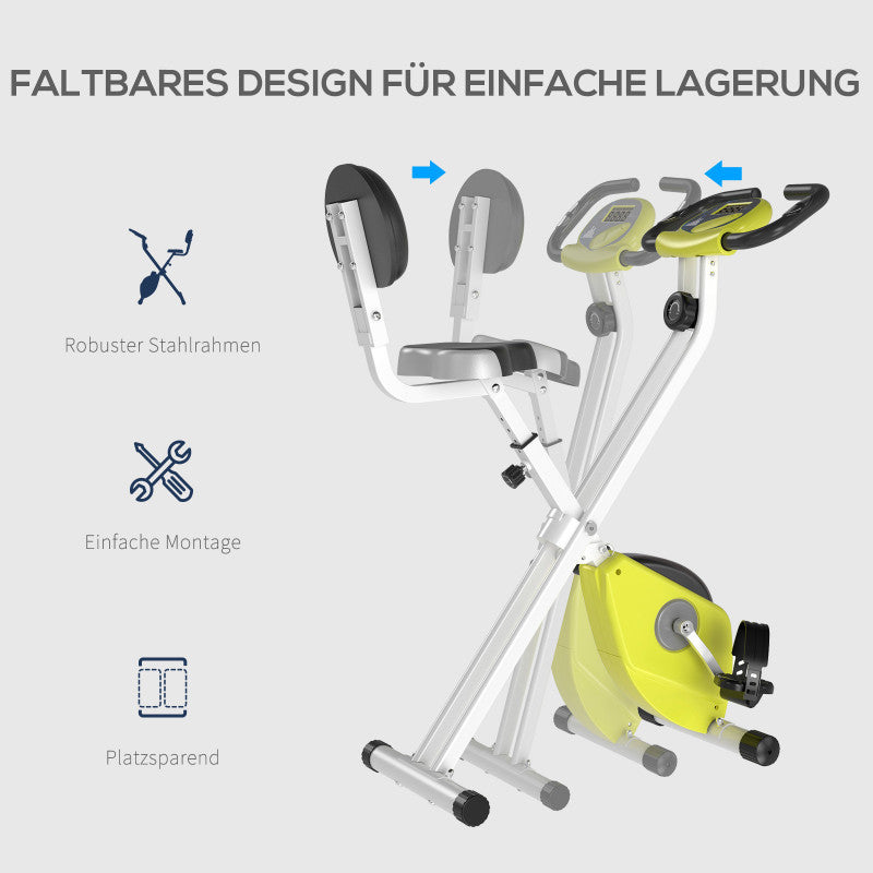 Motionscykel Sittande med Magnetiskt Motstånd Fällbar Grön Vit