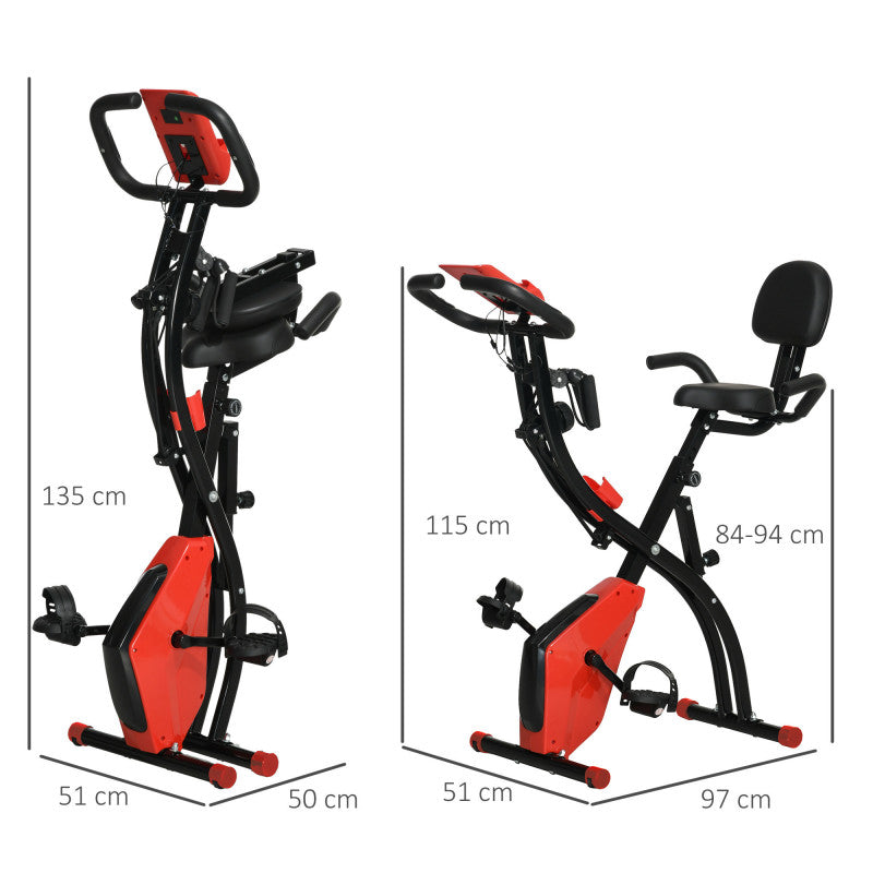 Motionscykel Sittande med Magnetiskt Motstånd Fällbar Röd-Svart