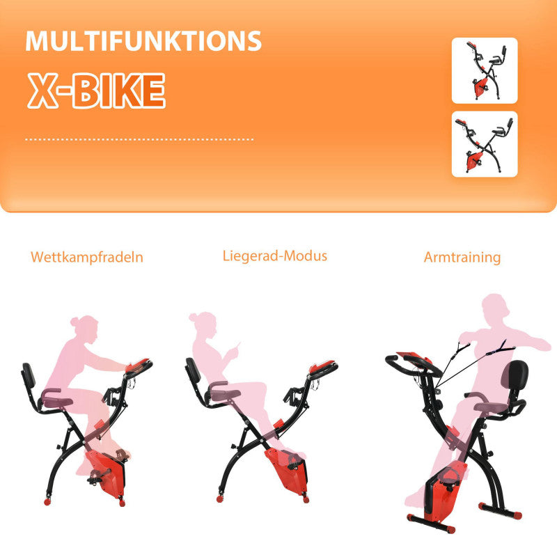 Motionscykel Sittande med Magnetiskt Motstånd Fällbar Röd-Svart