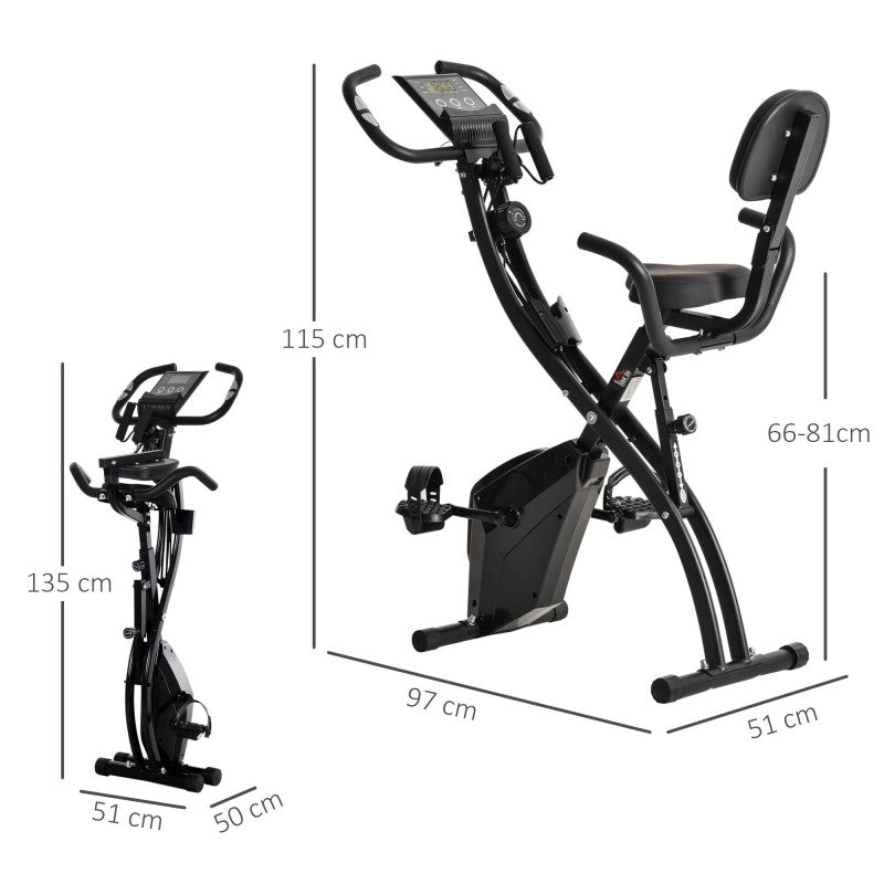 Motionscykel Sittande med Magnetiskt Motstånd Fällbar Svart