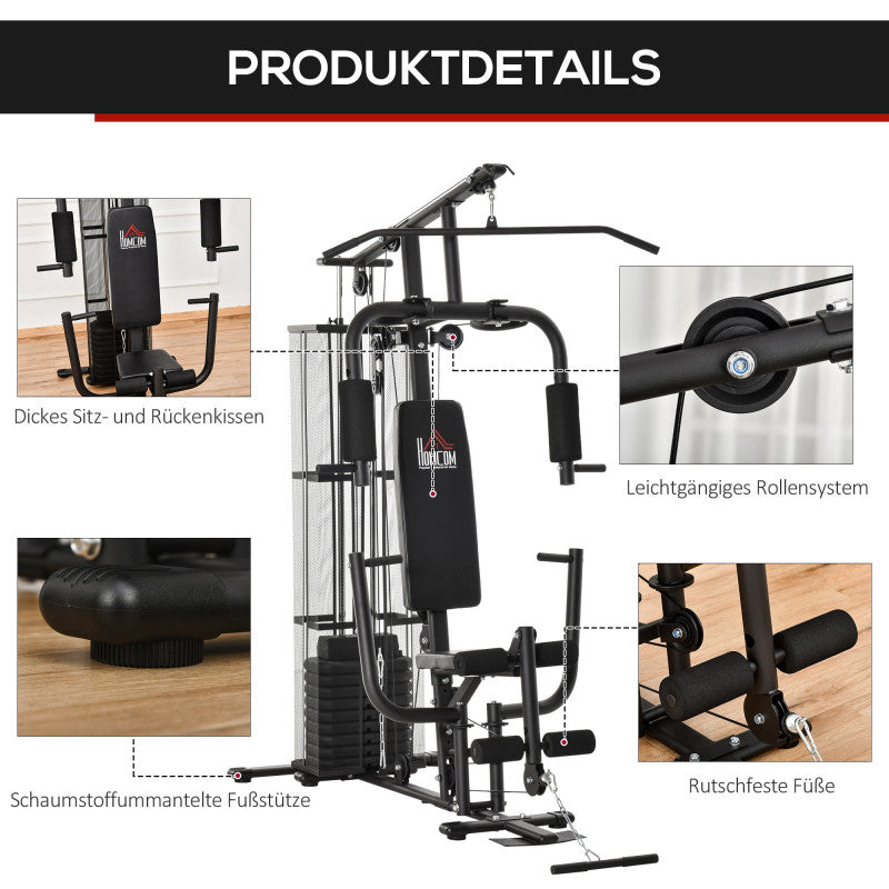 Multigym inkl. 45 kg Vikter Lat Pulldown Bencurl