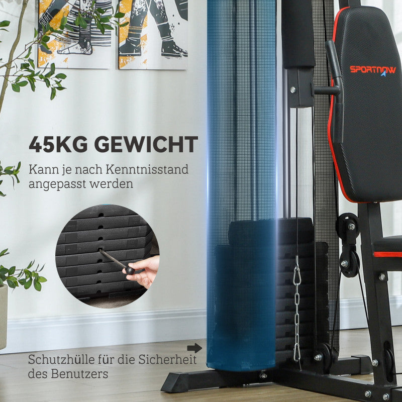 Multigym med 45 kg Viktblock 160 x 108 x 200 cm