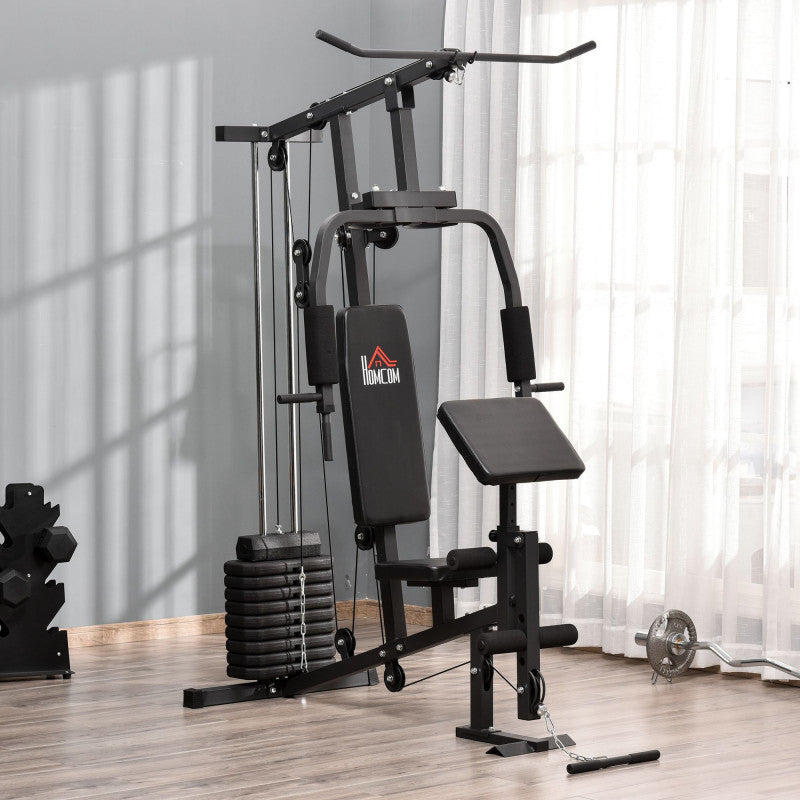 Multigym med 45 kg Vikter Fitness Station Svart