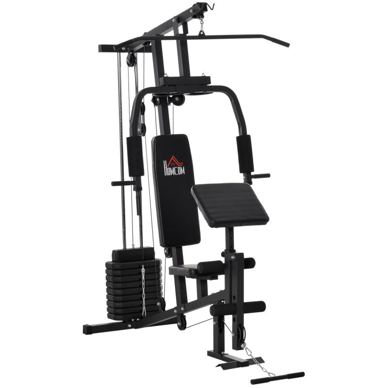 Multigym med 45 kg Vikter Fitness Station Svart