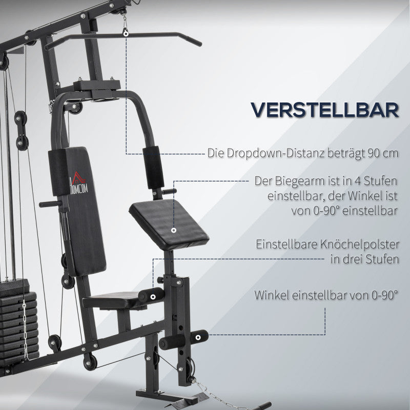 Multigym med 45 kg Vikter Fitness Station Svart