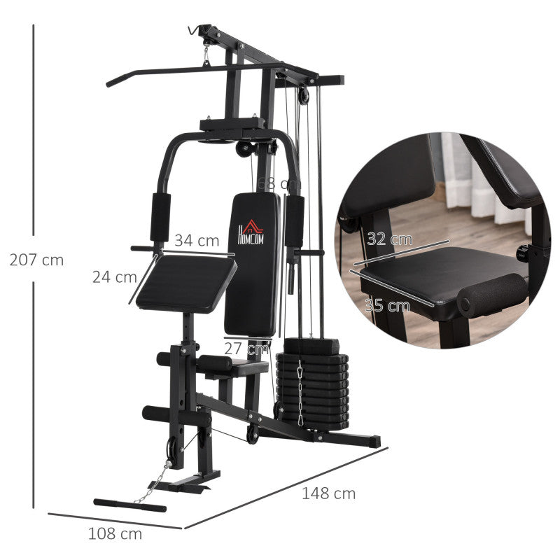 Multigym med 45 kg Vikter Fitness Station Svart