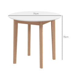 Rund Matbord Scandi Stil 75 x 75 x 76 cm Vit / Ek