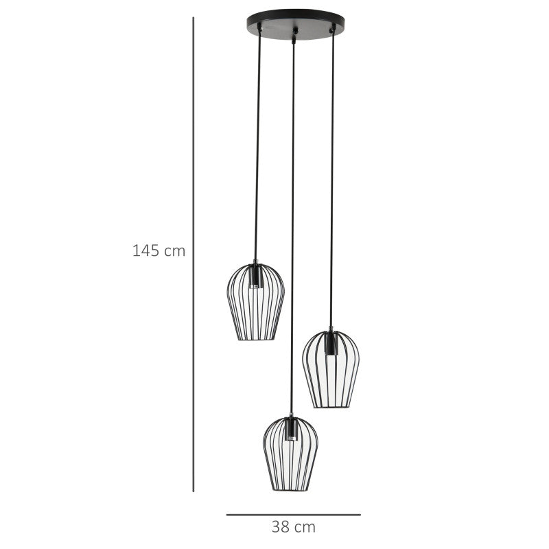 Taklampa Geometriska Metall Svart Ø38 x 133H cm