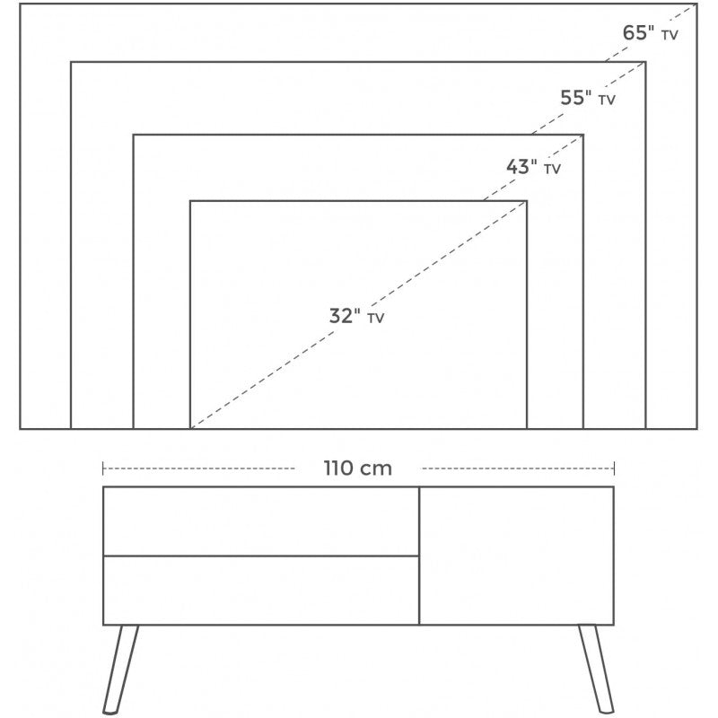 TV Bänk Retro Ben Vit/Ek 110 x 40 x 49,5 cm