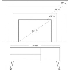 TV Bänk Retro Ben Vit/Ek 110 x 40 x 49,5 cm