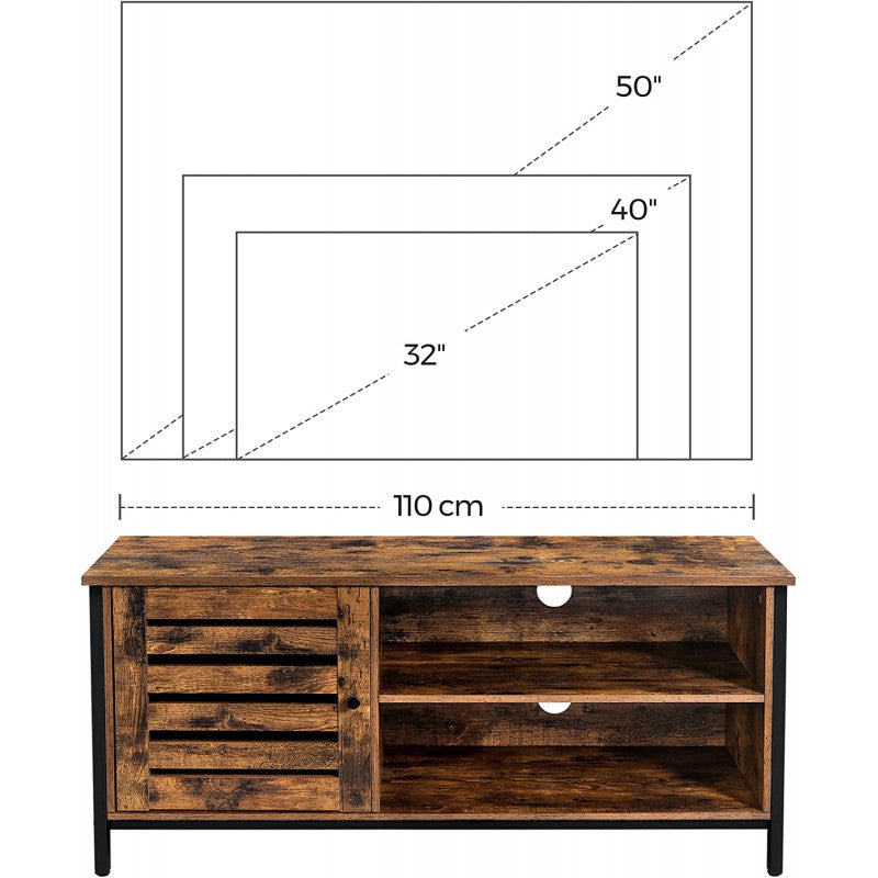 TV-skåp För Upp Till 50-tums Med Gallerdörr, 2 Hyllor - Industriell Design
