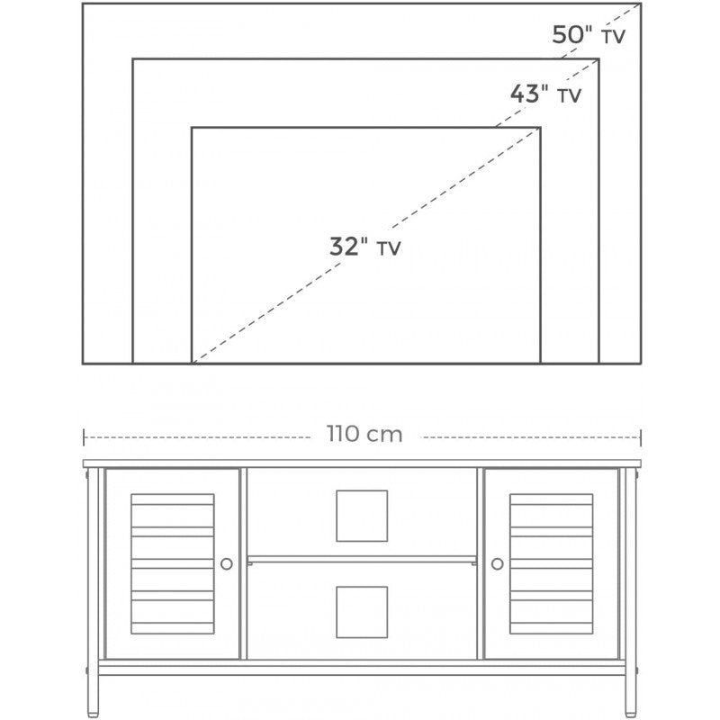 TV-stativ / TV-bänk med hyllor, förvaringsskåp Industriellstil 110x40x50 cm